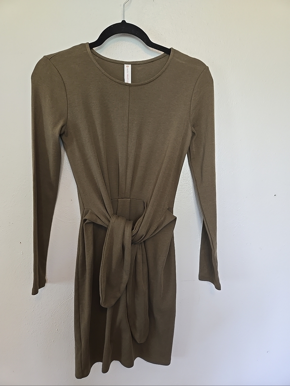 Daily Practice Anthropologie Green Dress Faux Waist Tie XS NWT